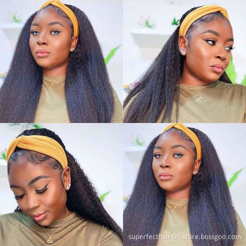Virgin Brazilian Cuticle Aligned Hair Curly Headband Wig For Black Women Water Loose Deep Wave Half Headband Human Hair Wigs